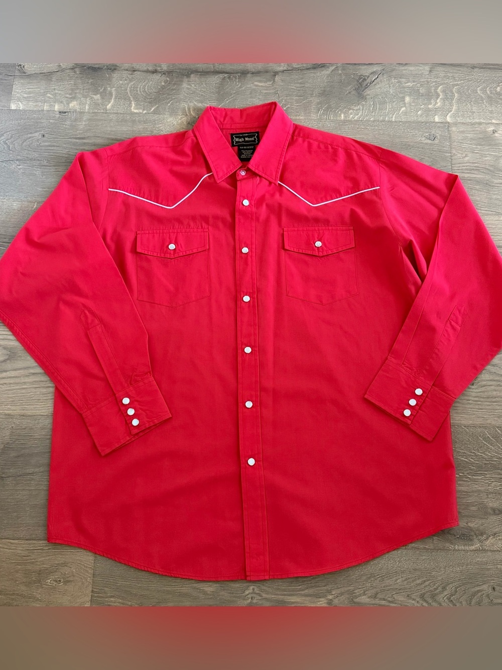 Vintage High Noon Men’s XL Red Pearl Snap Western Cowboy Rodeo Shirt Rockabilly